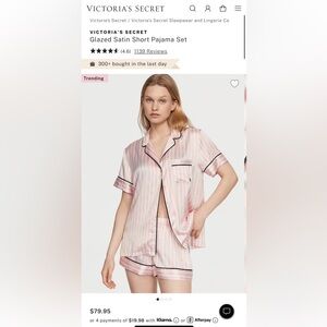 Victoria's Secret Pink and White Striped Satin Pajama Set